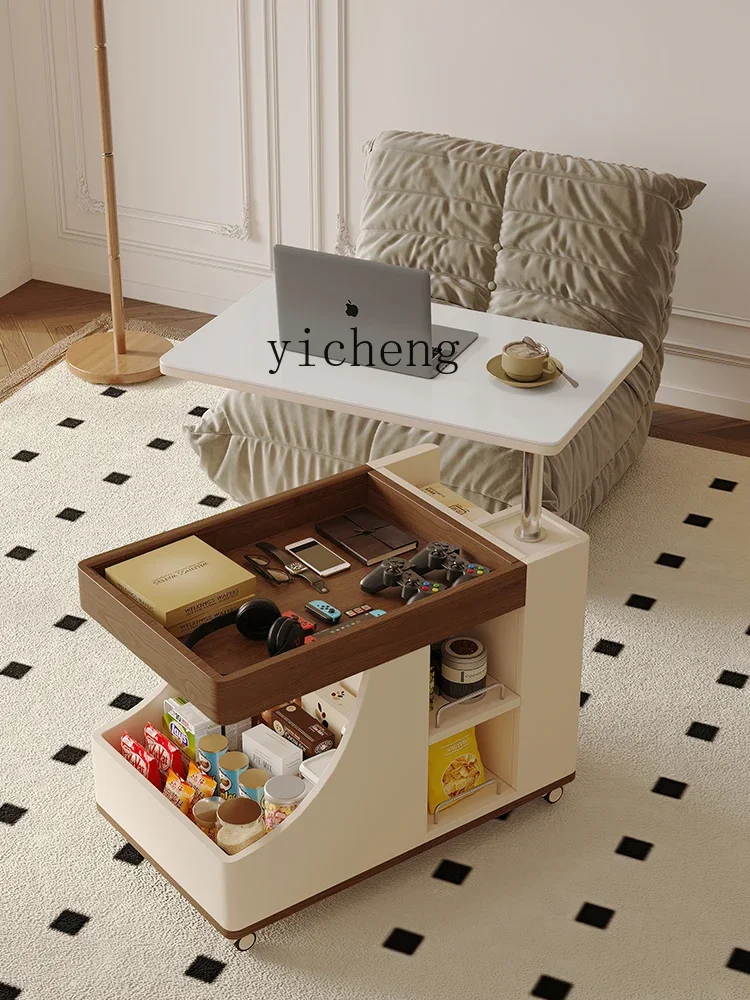 u3 Sofa Side Cabinet Light Luxury Cream Style Small Apartment Living Room Creative Small Coffee Table Trolley Lifting Table
