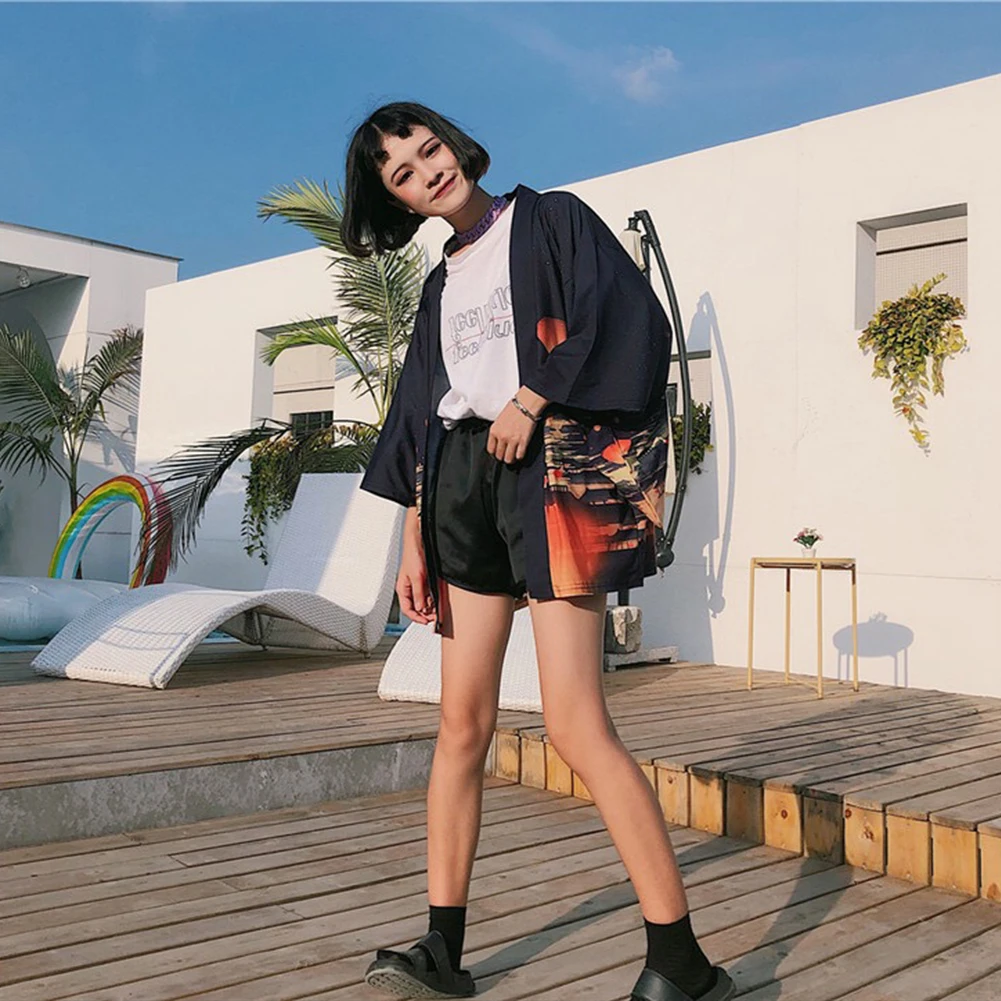 Men Women Cardigan Robe Sky Lanterns Kimono Summer Loose 3/4 Sleeve Sun Protection Garments Clearance sale Wholesale Drop shippi