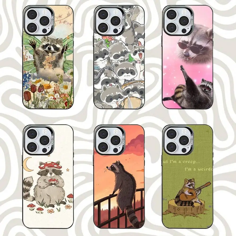 

Cute Anime Raccoon Phone Case For iPhone 16,15,14,13,12,11,Mini,Pro,SE,MAX Black Matte Shockproof Cover