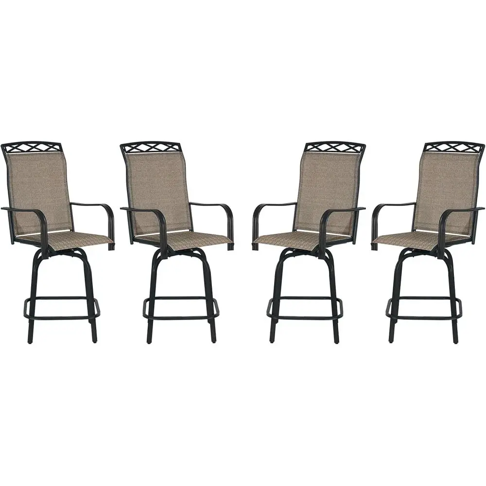 

Set of 4 Swivel Outdoor Bar Stools, 26.6 Seat Height, Counter Height Chairs with Cooling Fabric, Suitable for Patio, Deck, Garde