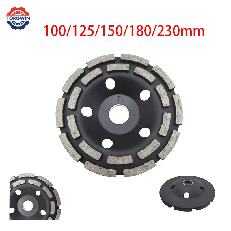 

100/125/150/180/230mm Double Row Diamond Segment Grinding Wheel Cup Disc Grinder Concrete Granite Stone Cut