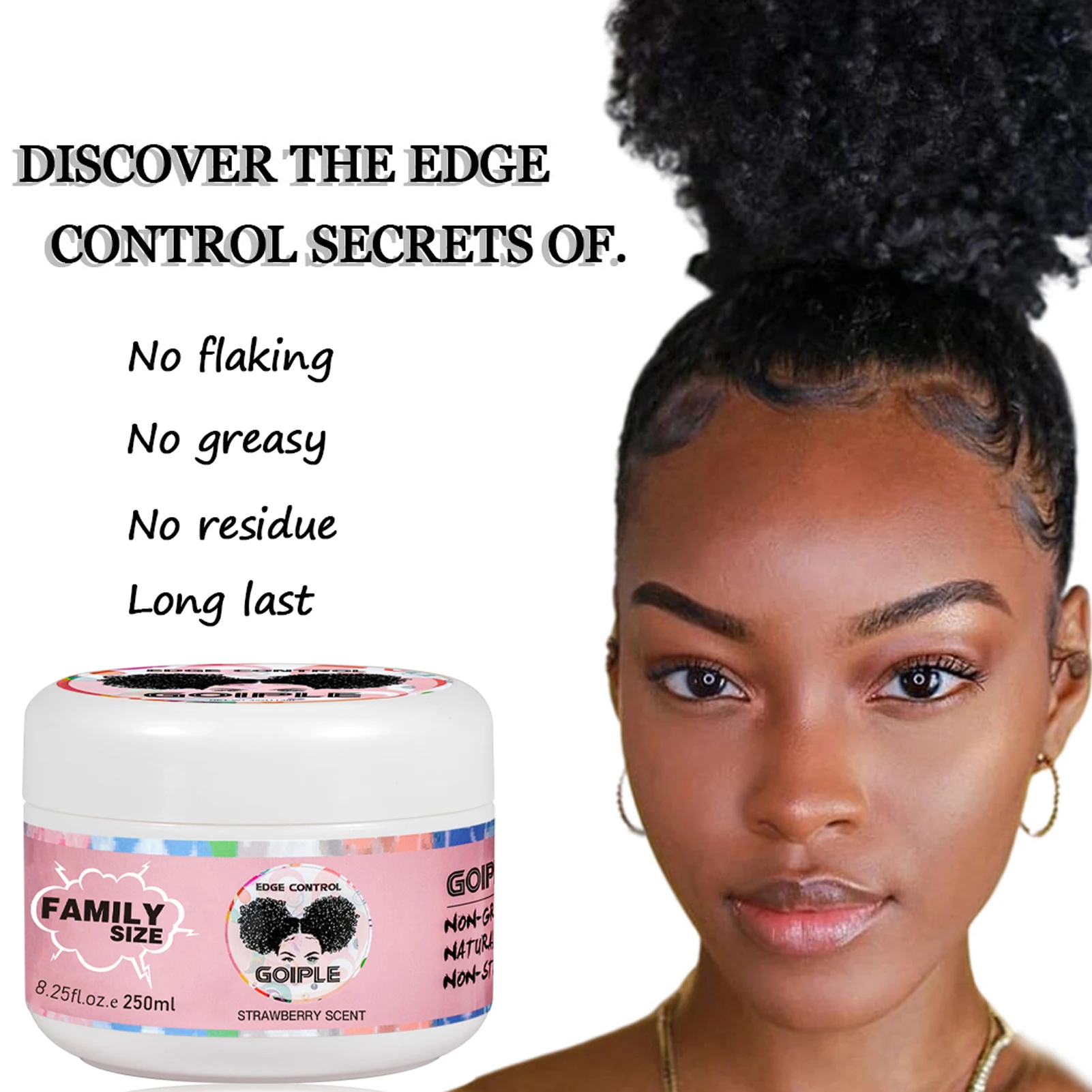 GOIPLE Natural Edge Control Wax Baby 4C Broken Hair Finishing Styling Gel for Lace Wig Black Extra Hold Wax Slick Hair Cream
