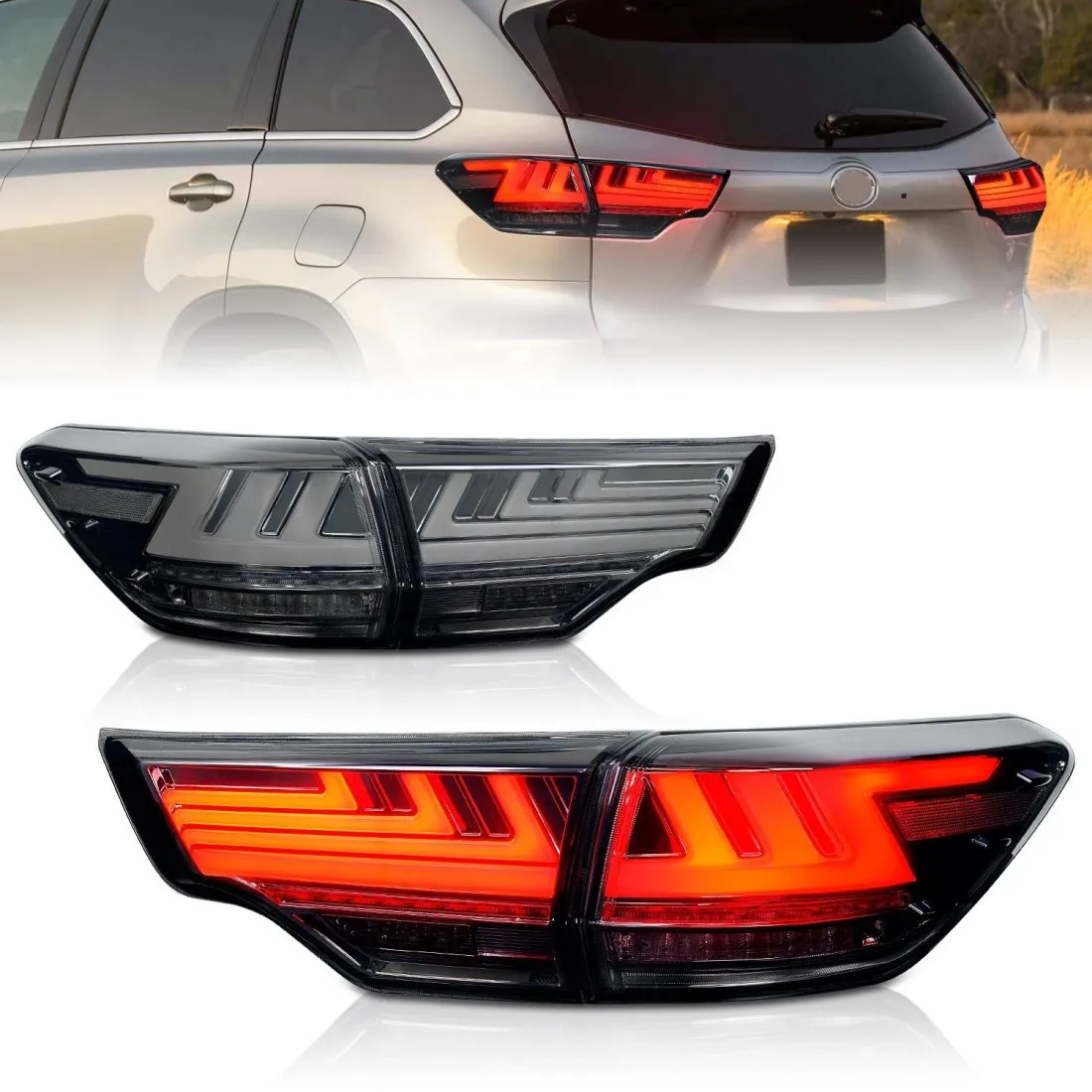 

LED Taillights for Toyota Highlander 2014-2021 With Dynamic Start-up Animation Car Led Back Tail Lamp Assembly
