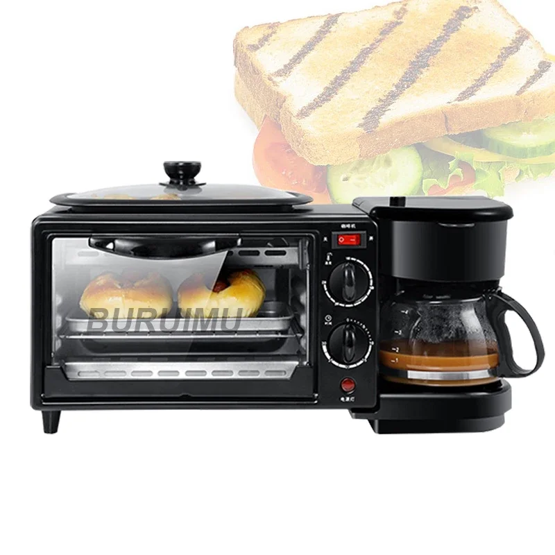 

3 In 1 Electric Breakfast Machine 220V Toaster Oven Home Coffee Maker Pizza Egg Tart Oven Frying Pan Bread Maker