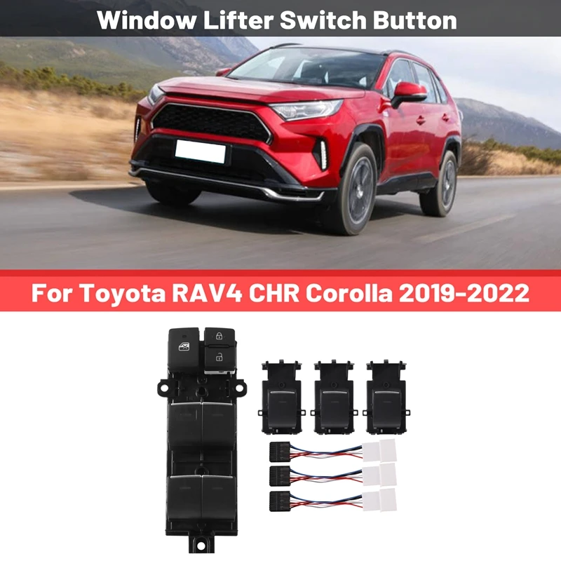 

Car Lighted LED Power Window Lifter Switch Button For Toyota RAV4 CHR Corolla 2019-2022 Left Driving Backlight Upgrade