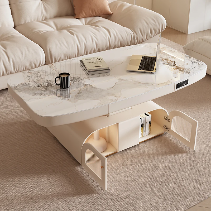 Stone Plate Electric Lifting Desk Coffee Table Integrated Dual-Purpose Adjustable Variable Dining