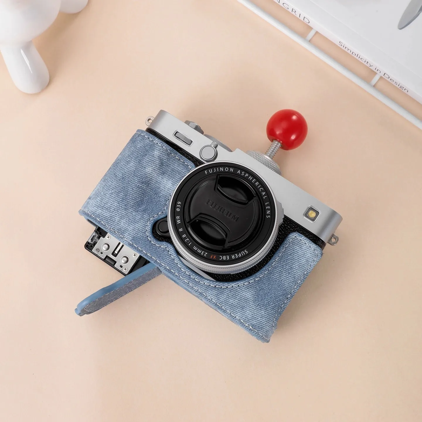 NEW Style Blue denim handwork Camera Bag Body BOX Case For Fujifilm XE5 X-E5 Protective cover sleeve box grip antislip base