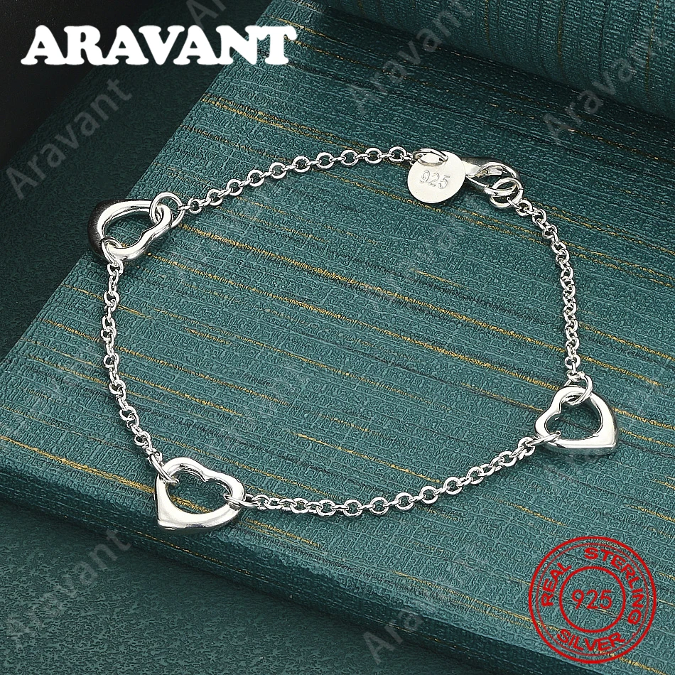 Herz-Armband aus 925er Sterlingsilber für Damen, Vintage-Stil, personalisiertes Accessoire, Geschenk, Schmuck