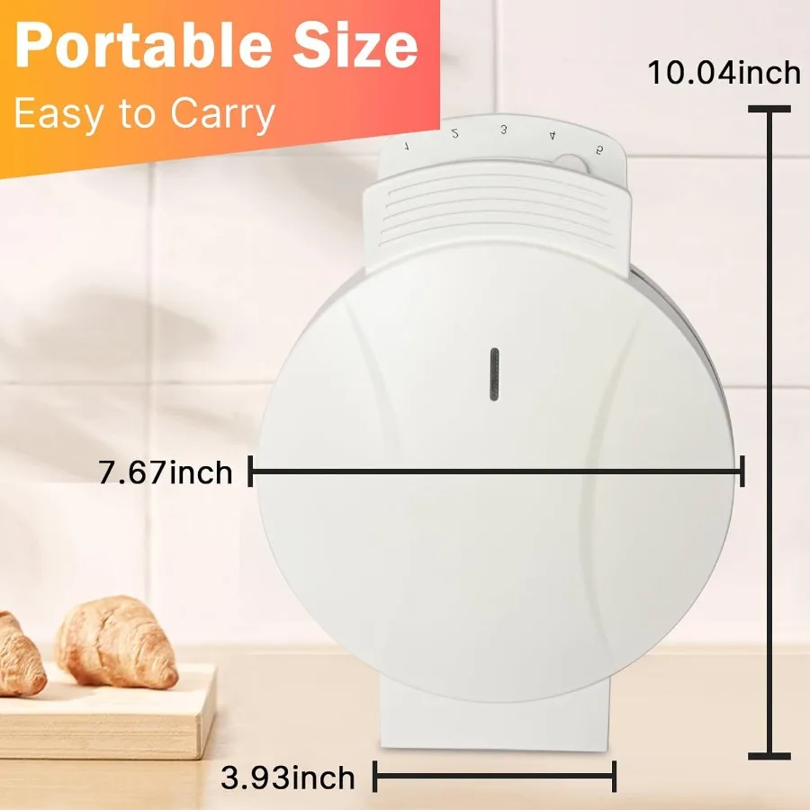 Elektryczna gofrownica w kształcie serca z 5 poziomami regulacji temperatury i szybkim nagrzewaniem do idealnych gofrów belgijskich, konstrukcja z pojedynczą płytą.