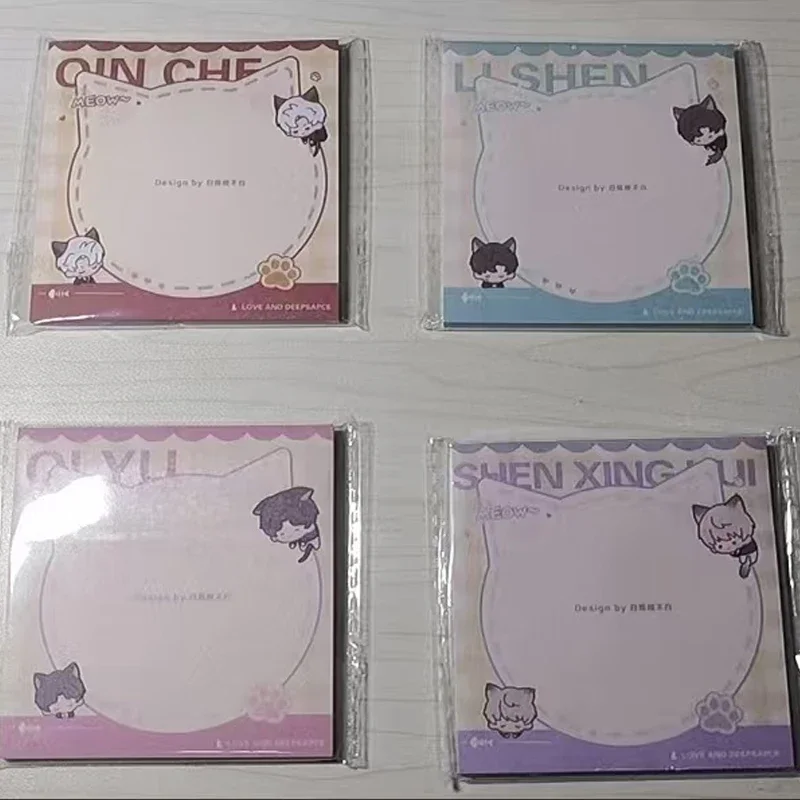 4Pcs/Pack Game Love and Deepspace Cartoon Memo Pad Stickers Decal Sticky Notes Xavier Zayne Rafayel ralayo Sylus Notepad