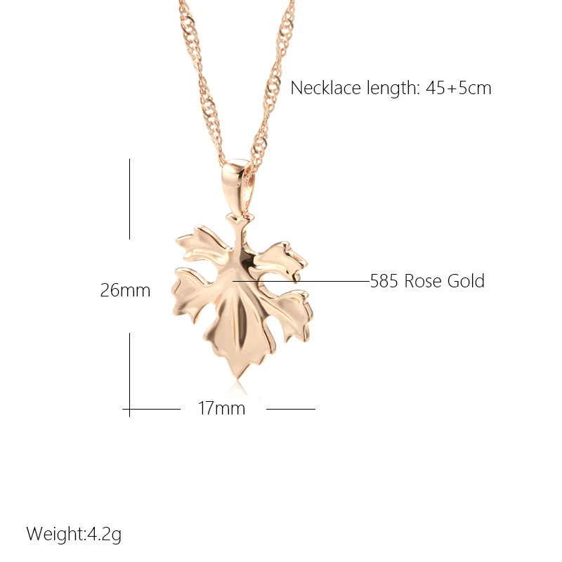 Kinel New Trend Women Leaf Pendant Necklace Fashion 585 Rose Gold Color Creative Metal Jewelry Unique Romantic Daily Necklace