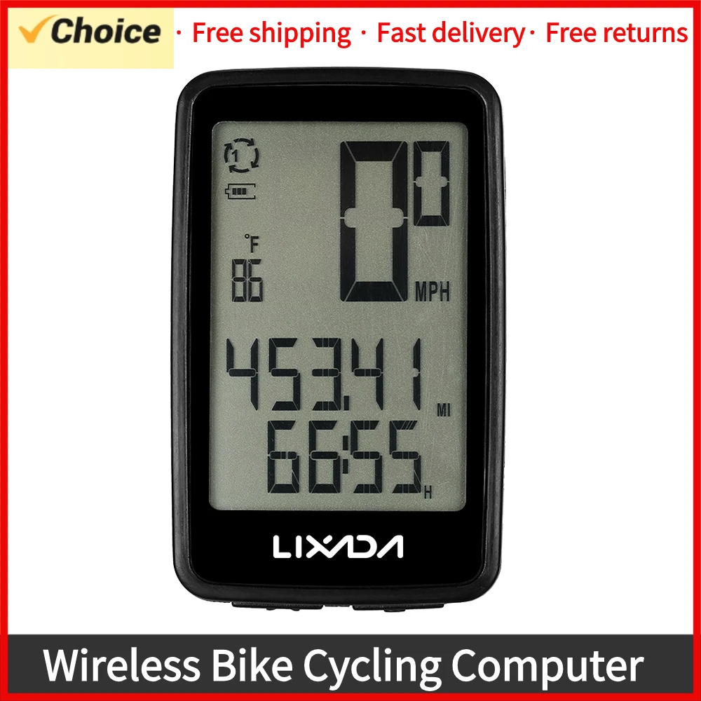 Lixada Bicycle Computer USB Rechargeable Wireless Bike Cycling Computer with Bicycle Speedometer Odometer Watch LED Digital Rate