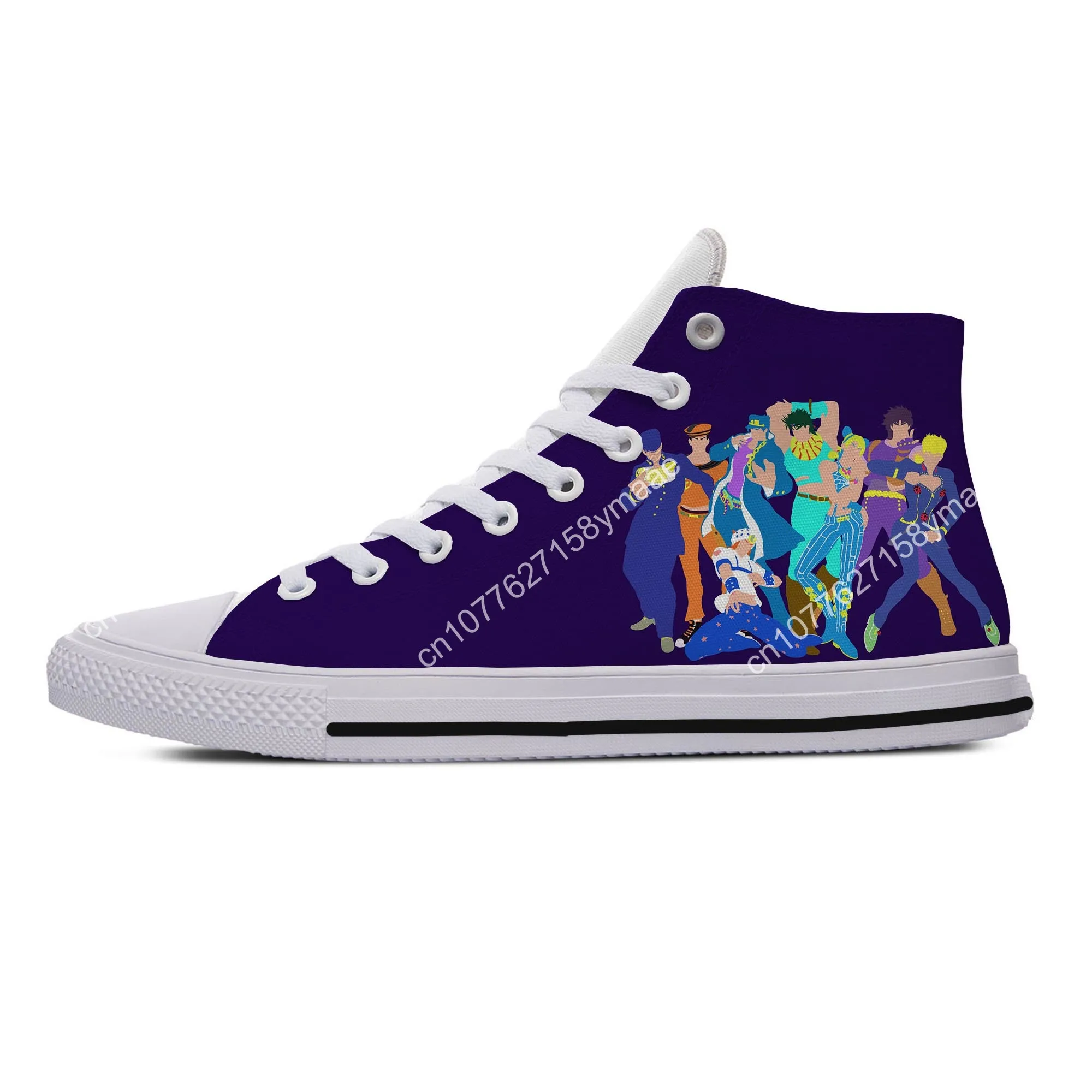 Hot Anime Cartoon Killer Queen JoJo Bizarre Adventure Casual Cloth Shoes Lightweight Men Women Sneakers High Top Board Shoes