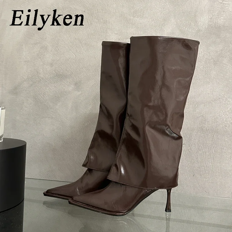 

Eilyken Sexy Thin High Heels Women Knee-High Boots Design Style Spring Autumn Pointed Toe Strippers Female Shoes