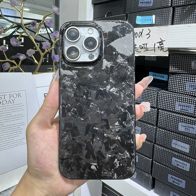 

Applicable iPhone 16Pro max Forged Carbon Fiber Phone Shelliphone15ProUltra-Thin Half-Pack Protective