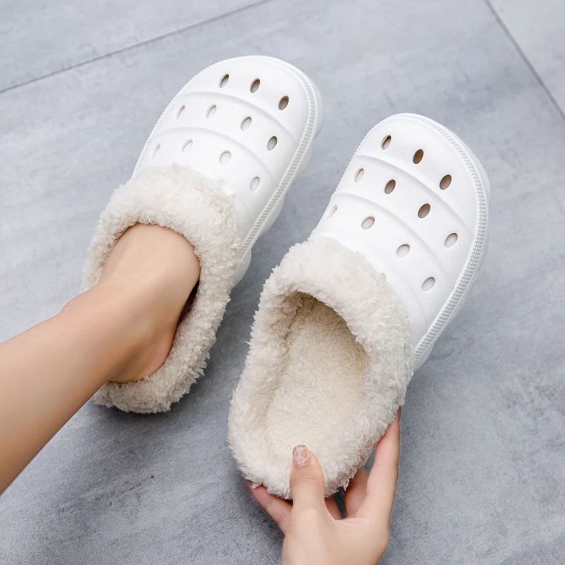 Men's Padded Slippers for Home and Outdoor Use, Warm Thick Cotton Shoes, Winter Cave Shoes, Garden Shoes, Leisure Outdoor Home Shoes