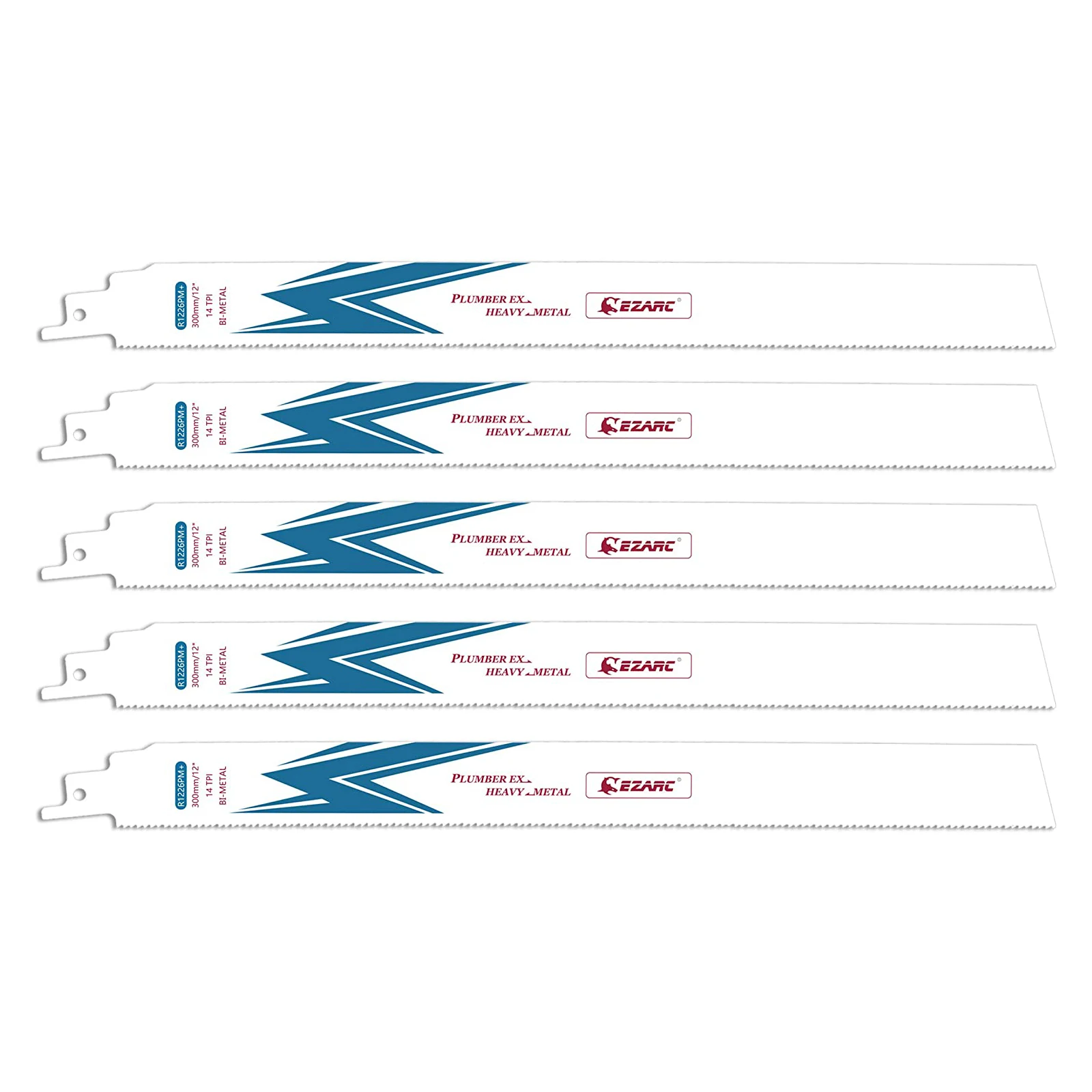 EZARC 5PCS Heavy Metal Cutter Reciprocating Sabre Saw Blade 14TPI Bi-Metal bandsaw 150/225/300mm R626PM+ R926PM+ R1226PM+