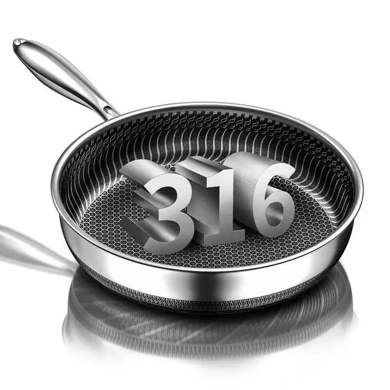 316 Stainless Steel Frying pan kitchen nonstick pan 30cm frying pan kitchen General Purpose Induction Cooker Quality Wok