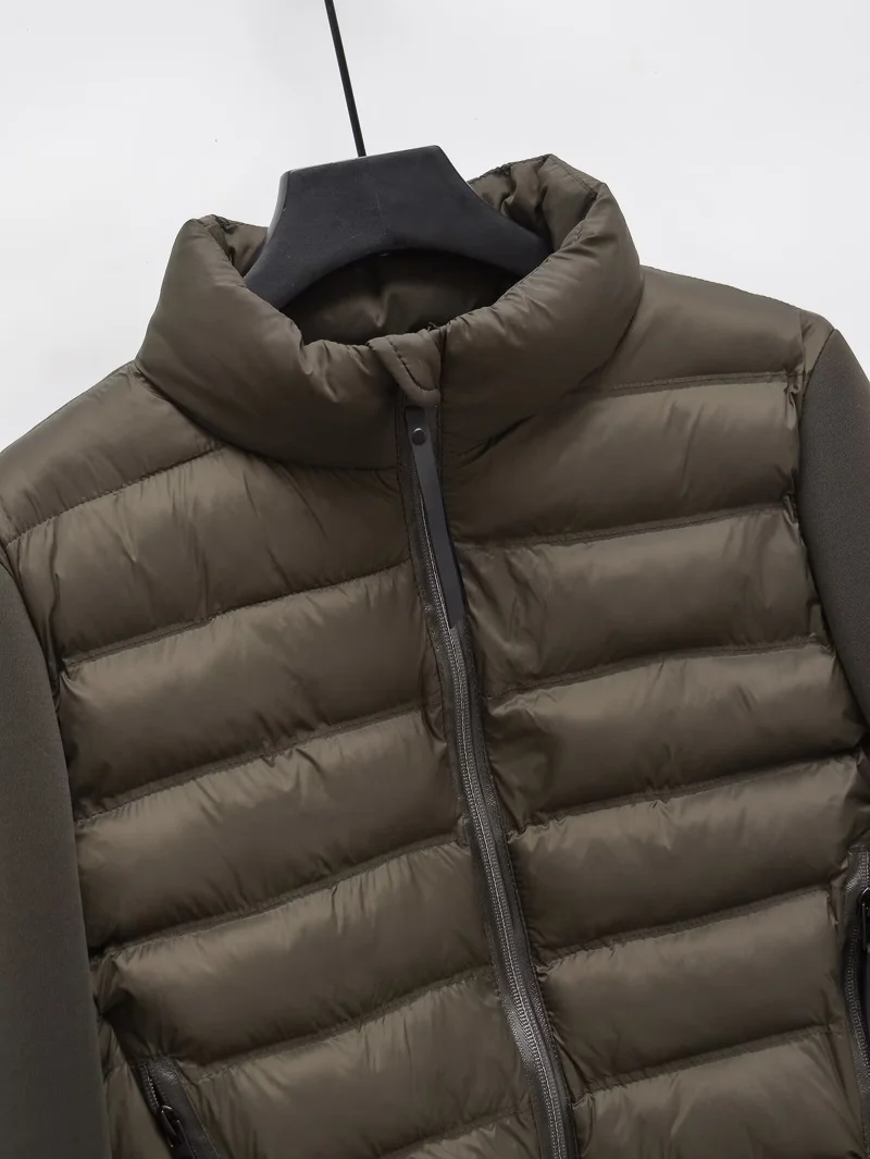 ETJ 2025 Damen Herbst- und Winter-Freizeitjacke, Kurze Sportjacke für Outdoor-Aktivitäten, Leichte, Warme, Gesteppte Jacke mit Kontrastärmeln – Detail 14