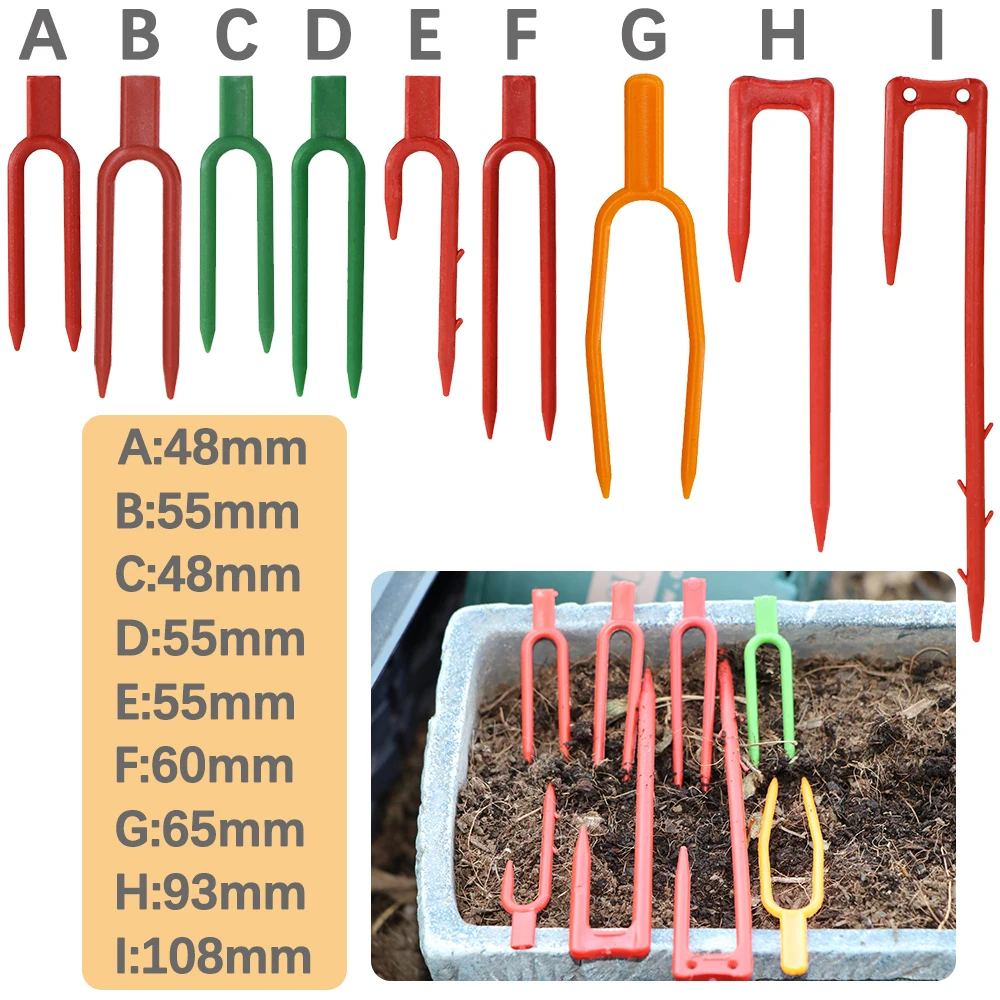 9 Styles 48/55/60/65/93/108mm Plastic  Strawberry Watermelon Planting Fork Climb Support Root Fixation Multiple Options Durable