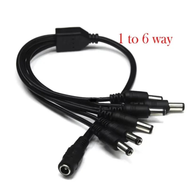 1/5/10pcs 12V DC Power 1 Female to 6 Male Splitter 5.5*2.1mm Plug Cable for CCTV Security Camera Power Supply Adapter C3