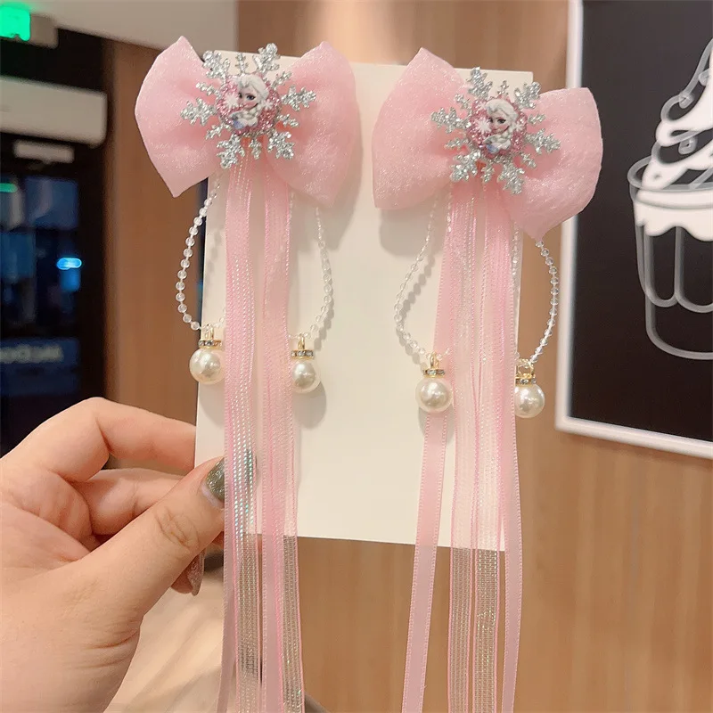 Disney pinzas para el pelo para niña, accesorios para el cabello para niña, pasador para el pelo para niño, cinta de pajarita, accesorios para muñecas de Elsa congelada, regalos para niños