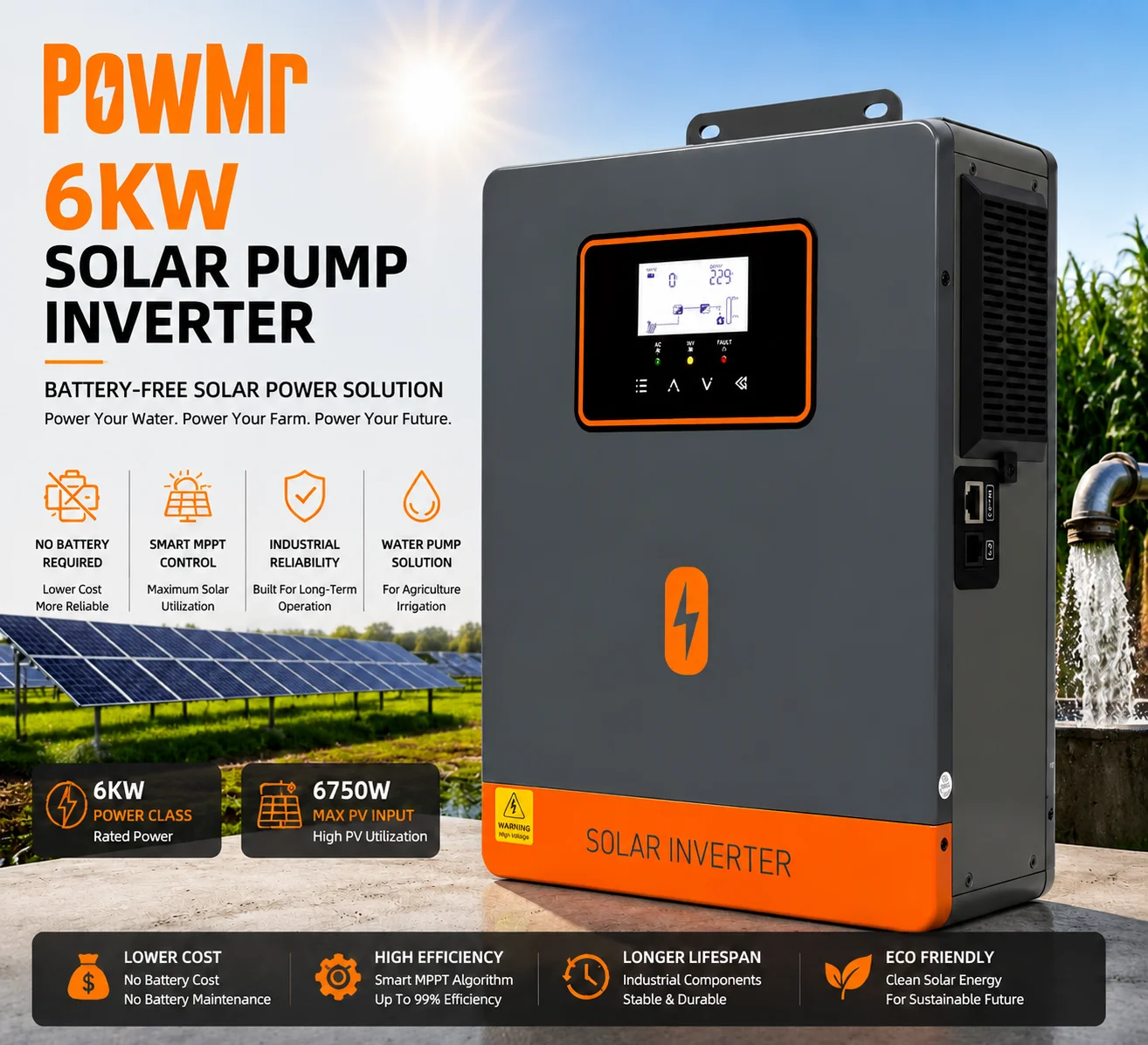 Farming Agriculture Stocks - PowMr 6KW Zonne-omvormer Zonder Accu Hybride