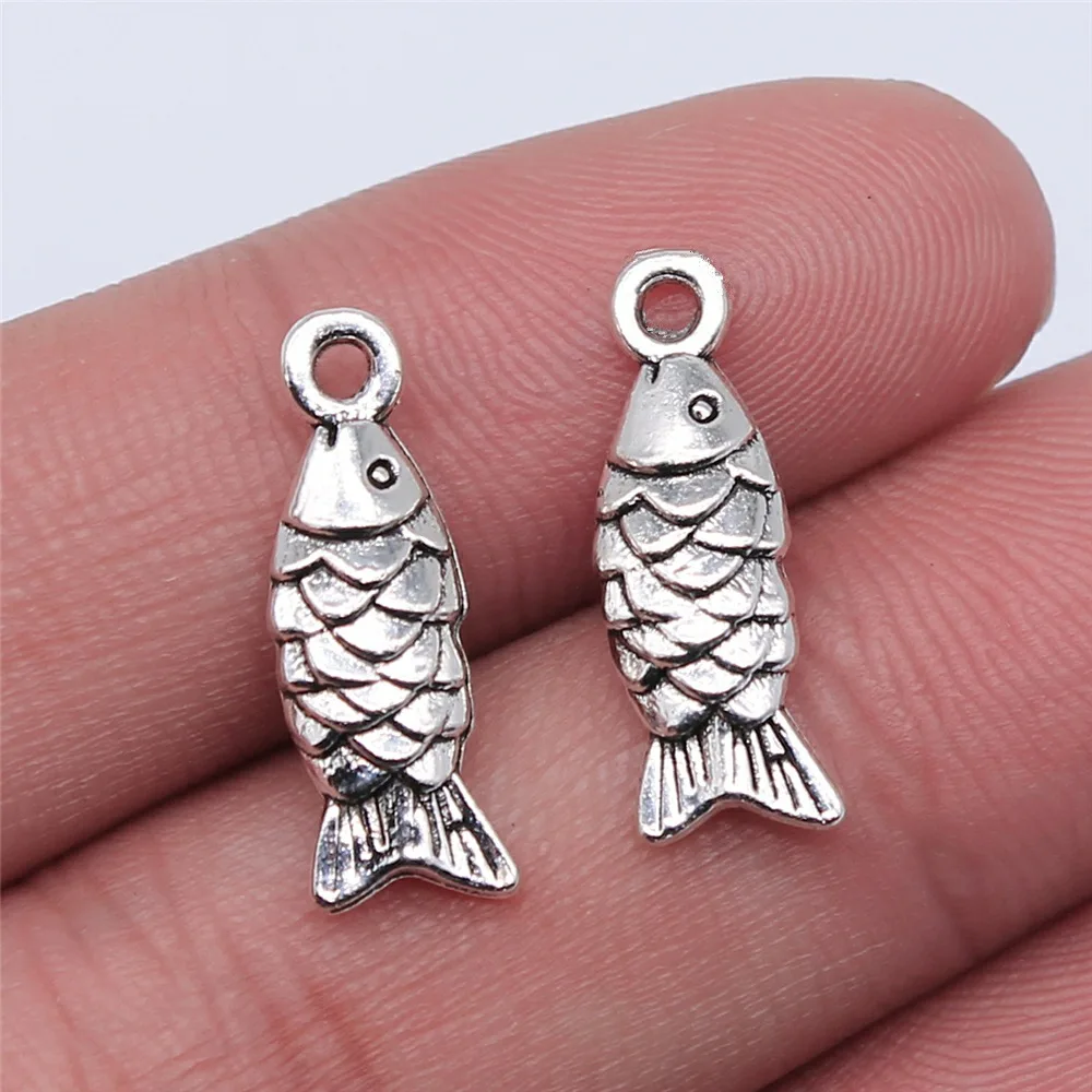 WYSIWYG 10pcs 19x7mm 2 Colors Fish Charms Pendant For DIY Jewelry Making Handmade Jewelry Craft Findings