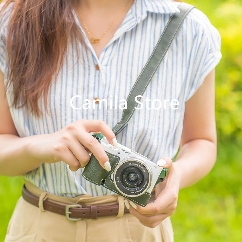 กระเป๋าหนังกันลื่นทำด้วยมือทำจากหนังลายลิ้นจี่เคสสำหรับ Sony กล่อง ZVE10 ZVE-10เคสโทรศัพท์กันกระแทกแป้งแบบเปิด