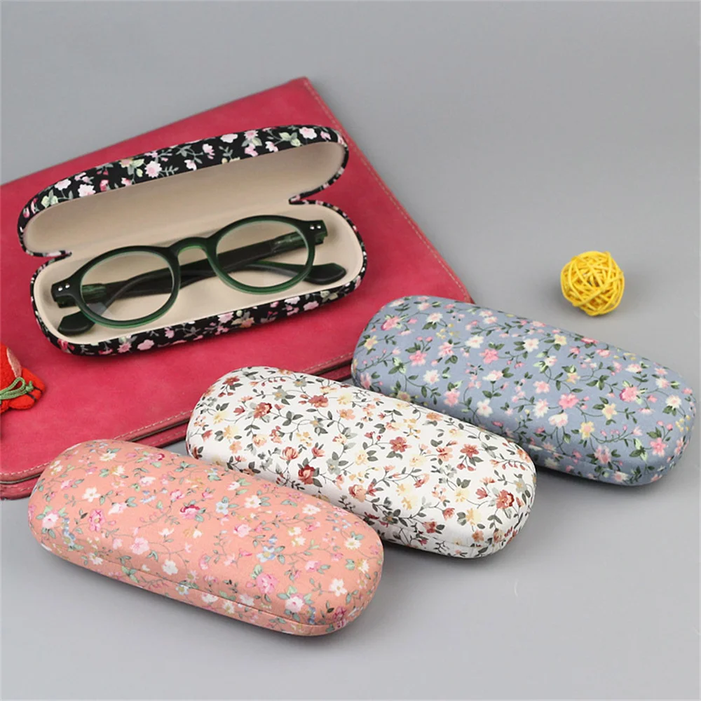 Etui na okulary w stylu retro Okulary z nadrukiem kwiatowym Twarde etui Pokrowiec ochronny dla mężczyzn Kobiety Okulary przeciwsłoneczne Okulary do czytania Pudełko na okulary