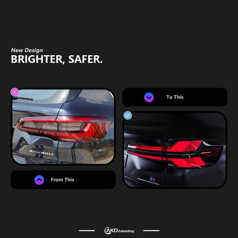 Peças de automóvel para bmw x5 g05 luz traseira 2019-2023 atualização estilo led luzes running sinal volta freio acessórios do carro modificado