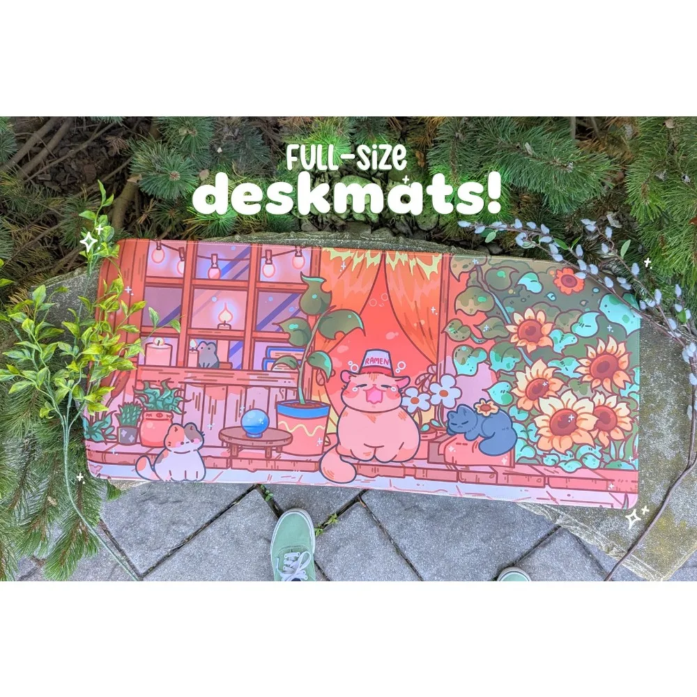 DESKMAT | |   Tapis de souris Cat Cottage, accessoires pour ordinateur de bureau, tapis de souris décoratif, setup gamer
