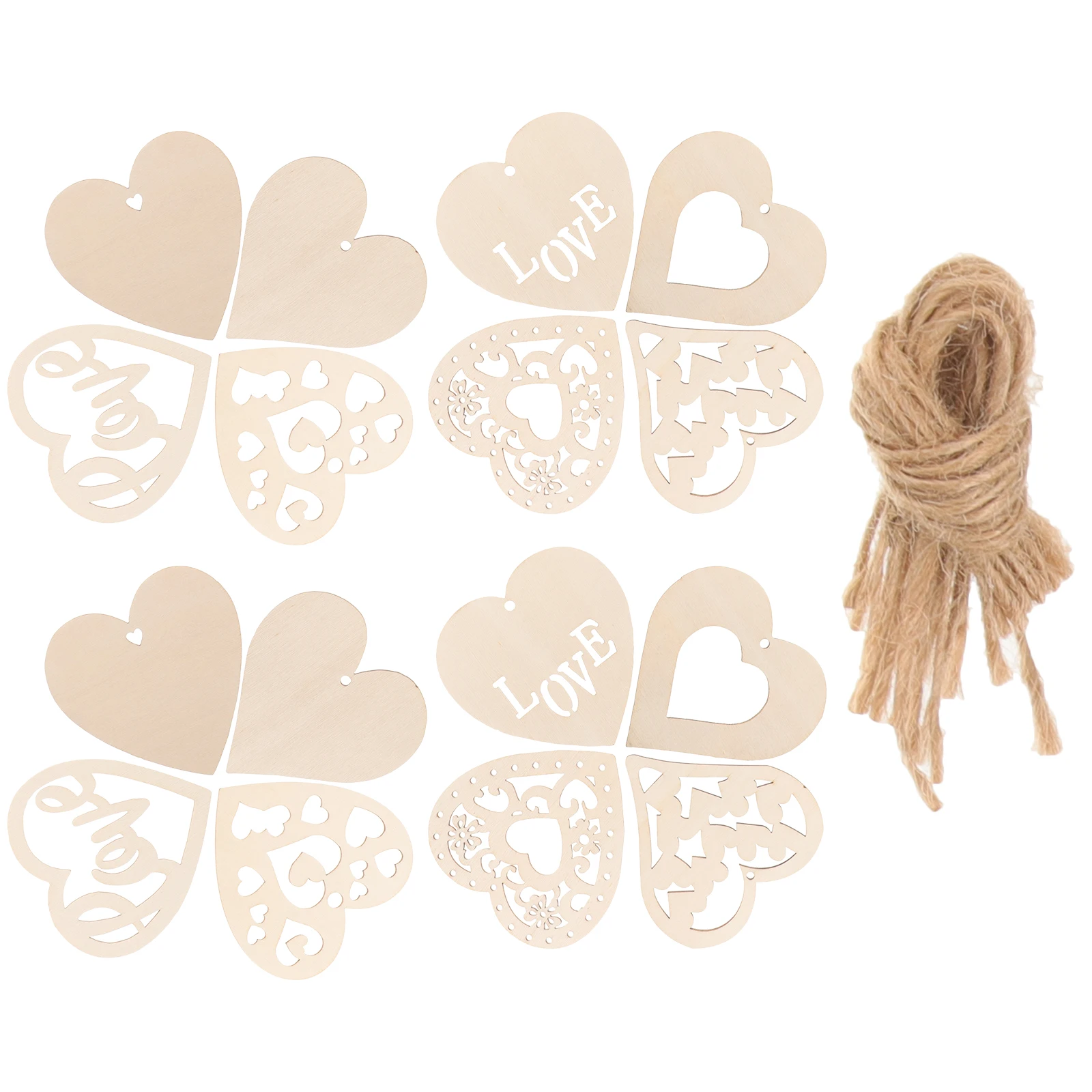 

80pcs Heart Shaped Wooden Slices Smooth Surface DIY Crafts Valentine Decor Unfinished Wood Pieces Wedding Accessories