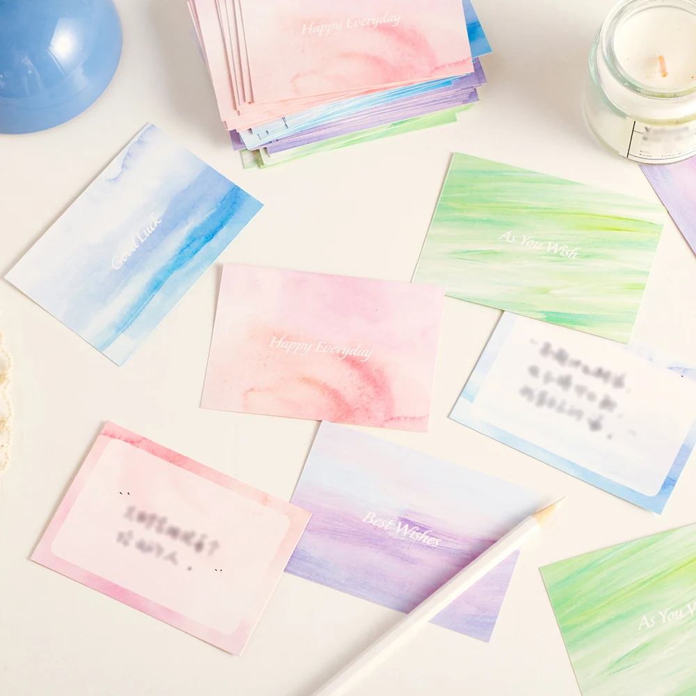 40 Macaron watercolor gradient healing blessing card, gentle blending, simple atmosphere, versatile birthday greeting card