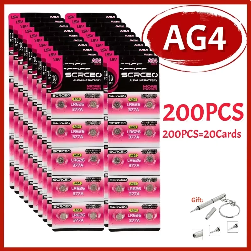 AG4 LR626 Zn/MnO2 Button Battery 18mAh 1.55V Alkaline Coin Cell Equivalent 377 SR626SW For Watch Toy Calculator Car Key Clock