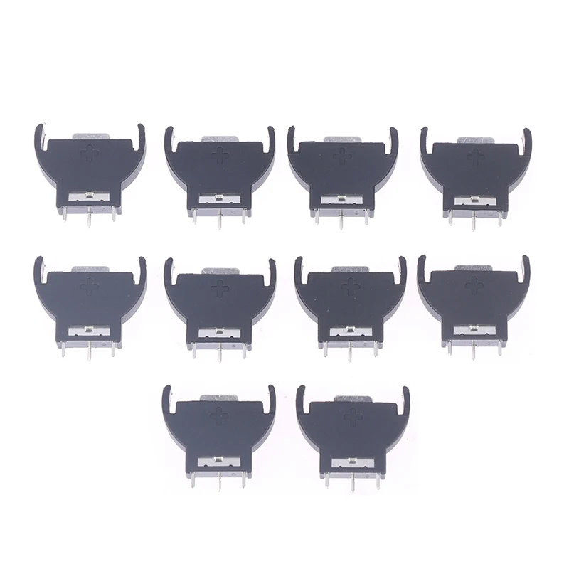 10 Pz/set In Plastica Nera CR2032 Portabatteria Verticale Mezza Ronda Batteria a Moneta Presa Caso Modulo Per Batterie 3V