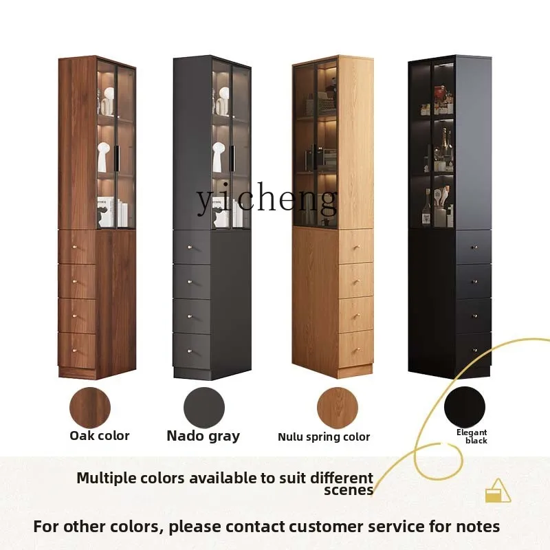 YFY  solid wood side pull-out cabinet, living room home light luxury sofa edge custom crack cabinet