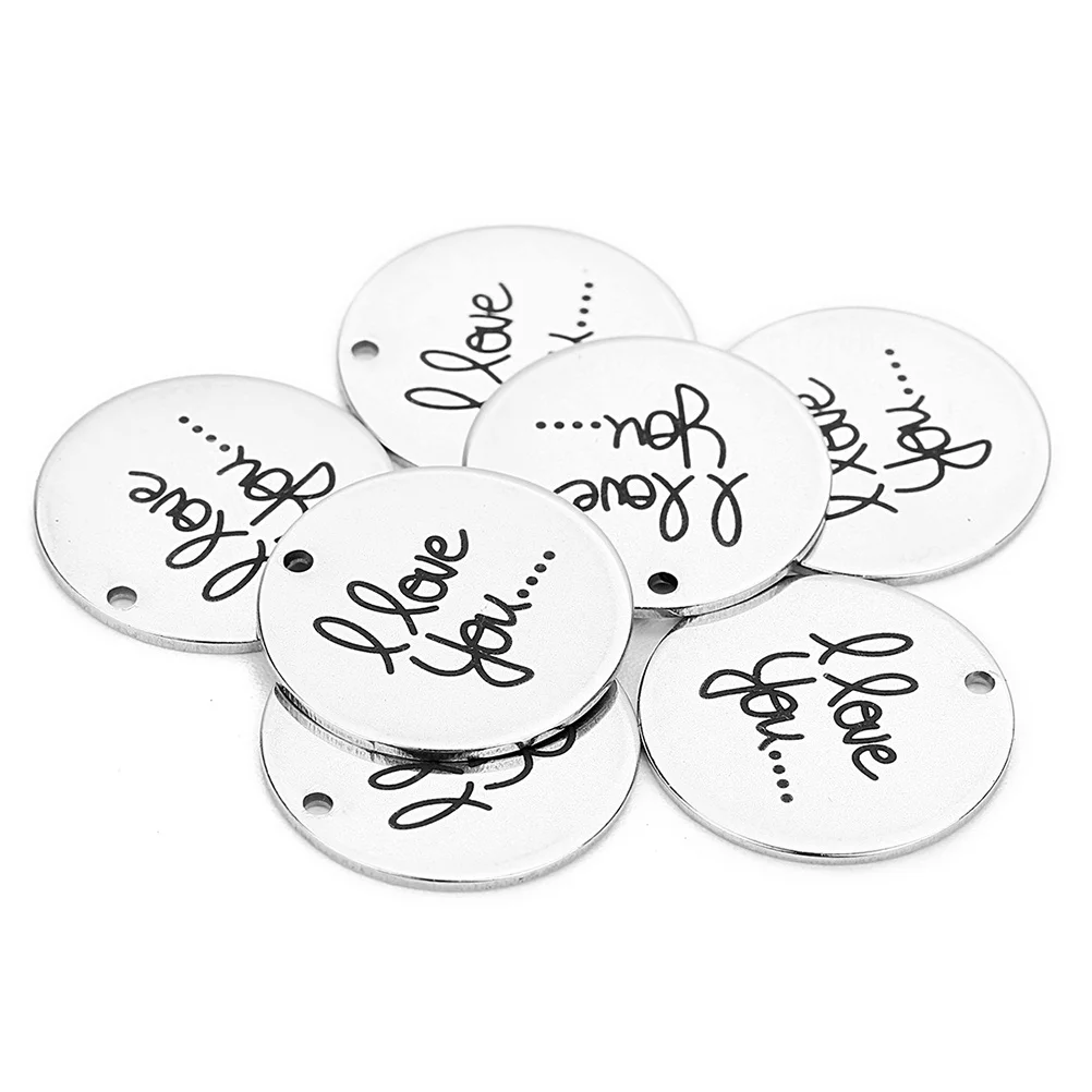 

5Pcs Letter Printed Stainless Steel Pendants DIY Jewelry Accessories for Necklace Bracelet Earrings Charm Pendant Handmade Gifts