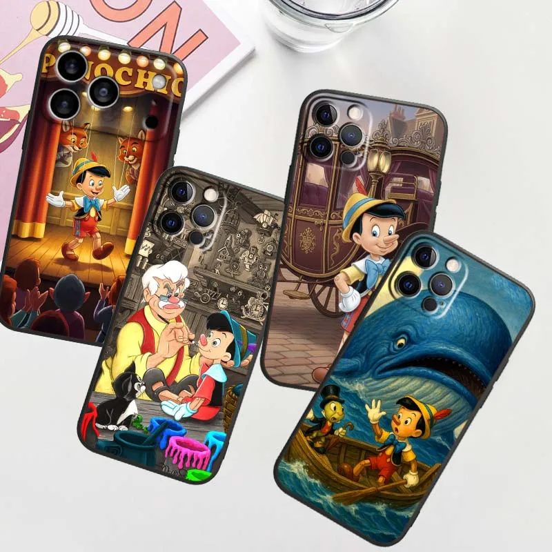 

Pinocchio Adventure Anime For Apple iPhone 17 16 16E 15 14 13 12 11 Pro Max Plus Black Soft Silicone Cover