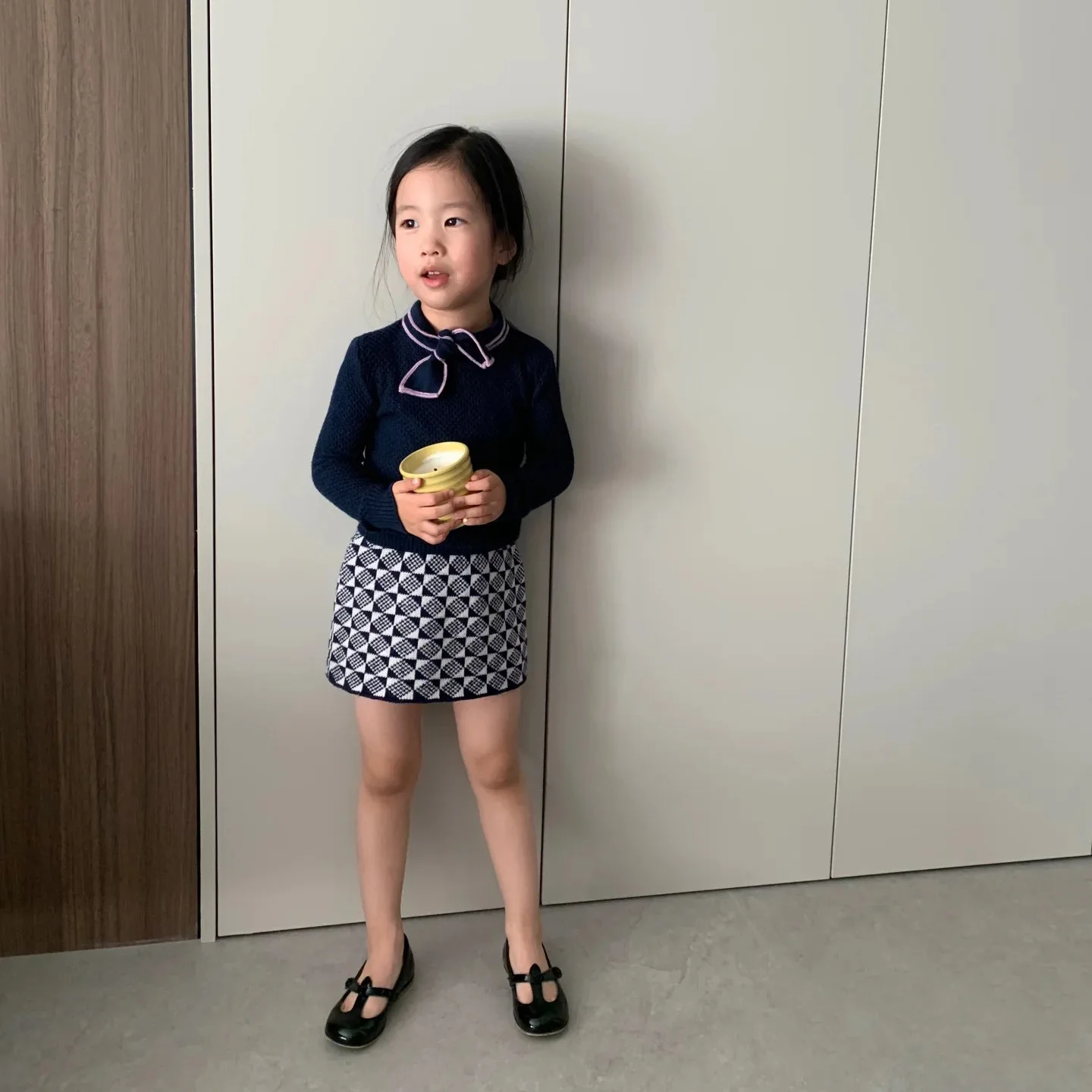 2025 Winter Autumn m&p Kids Sweaters and Skirts Clothing Sets Girls Cute Knit Cardigan Outwear Clothes Sets