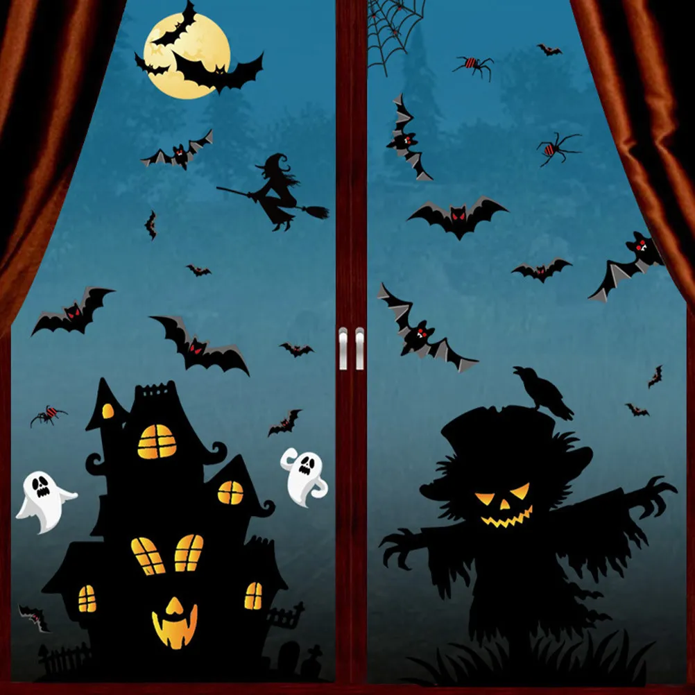 Halloween Wall Stickers 5 Sets Scary Vinyl Decals for Outdoor Home Party Decorations Bulk Pack