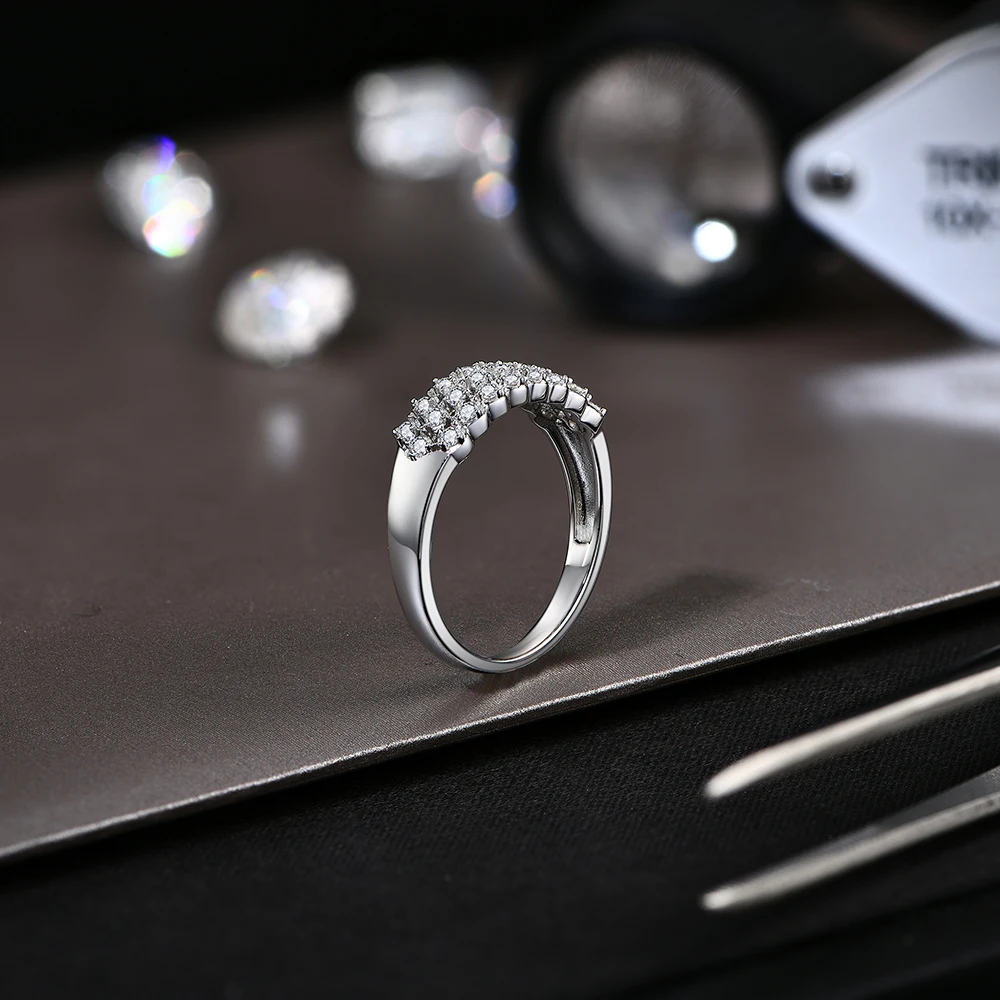 ATTAGEMS S925 Sterling SIlver D Color Round Cut 1.5mm Moissanite Ring for Women Top Quality Engagement Wedding Band Jewelry