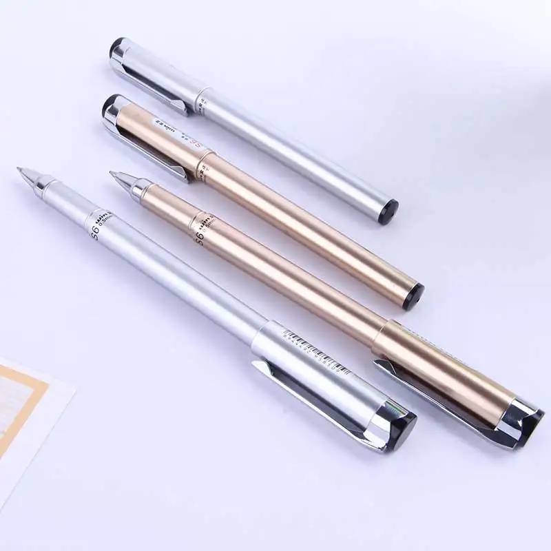 

Metal 2pcs Black Ink gel pen black office pen student writing pens exam writing simple fashion school stationery supplies