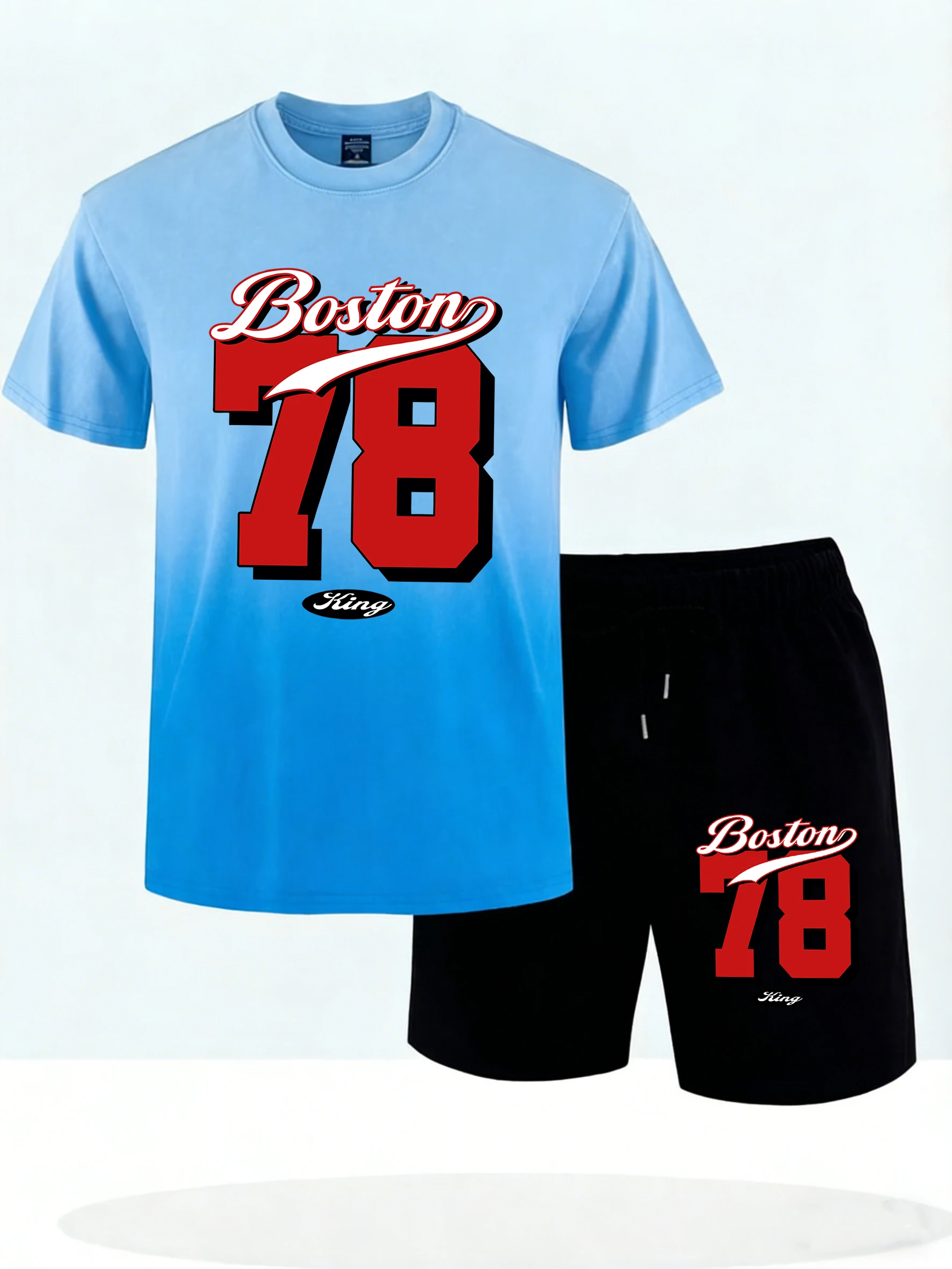 

Boston Number 78 Prints Mens Summer Simple Tie-Dye T-Shirt Suits Beach Cool T Shirts Gym Comfy Short Pants Breathable Clothes
