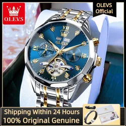 OLEVS 6621 Men Watch Top Brand Moon Phase Watch for Men Dual Calendar Display Original Watches NEW