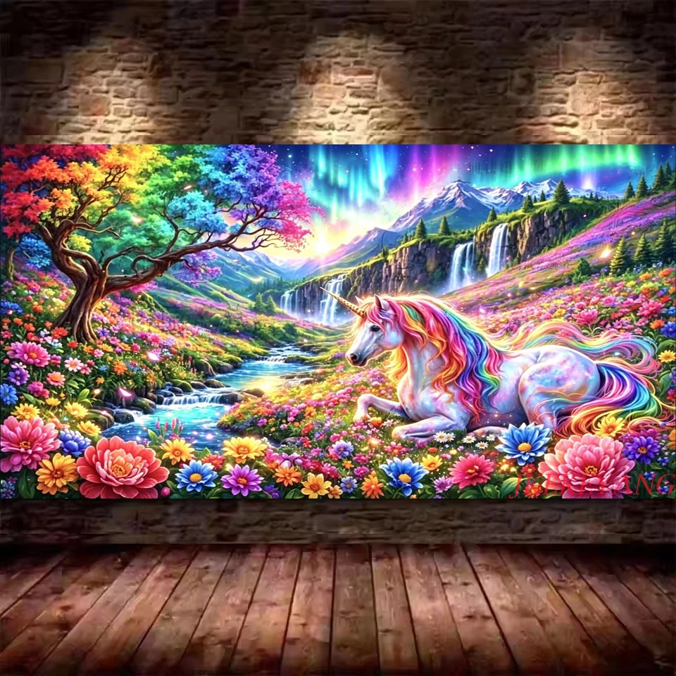 DIY Diamond Painting BBeautiful Unicorn and Flowers Picture Cross Stitch Full Drills Diamond Mosaic New Collection Home Decor