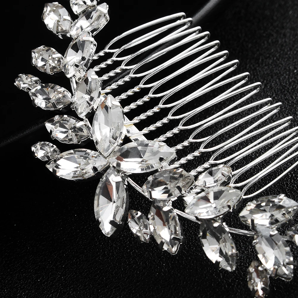 Classic Austrian Crystal Hair Combs Silver Color Alloy Wedding Jewelry Hair Accessories Headdress Bride\'s Tiara