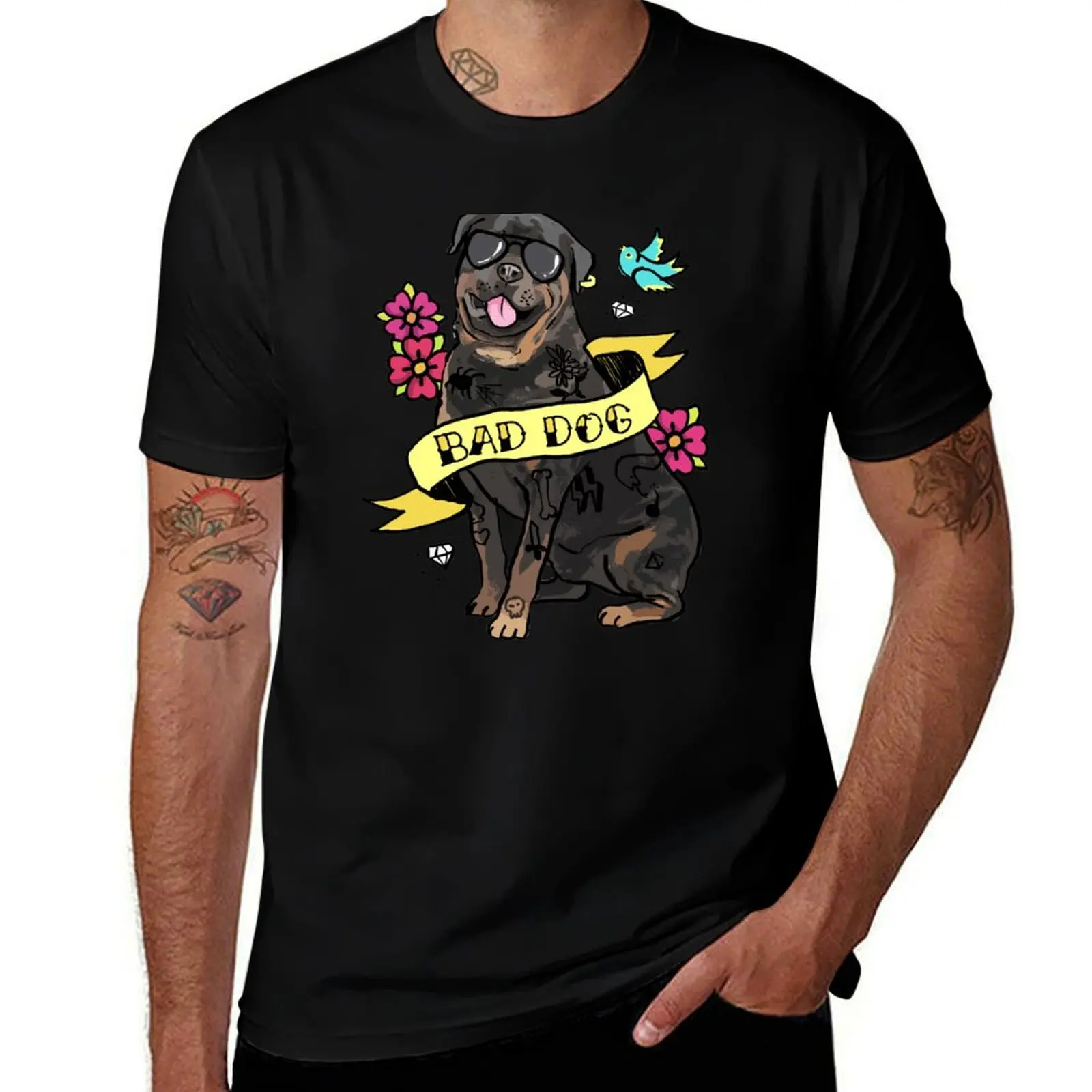 

Bad Dog Rottweiler Tattoo T-Shirt shirts graphic heavyweights for a boy T-shirts for men cotton