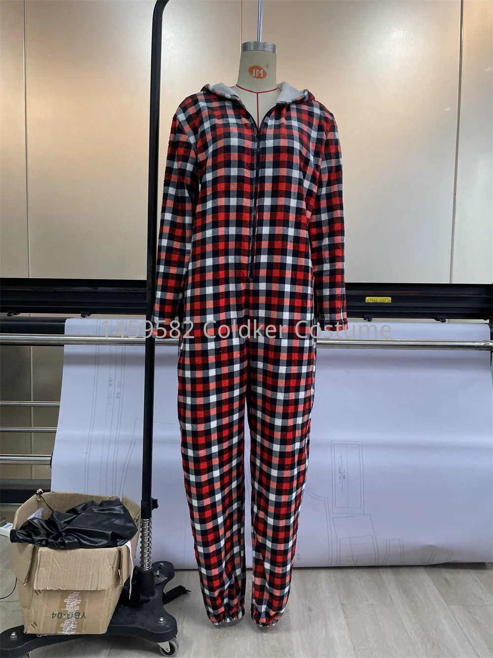 Women\'s Leopard Flannel Thickened Christmas Jumpsuit Autumn Winter Hooded Zipper Long Sleeve Casual Loose Pajamas Sleepwear