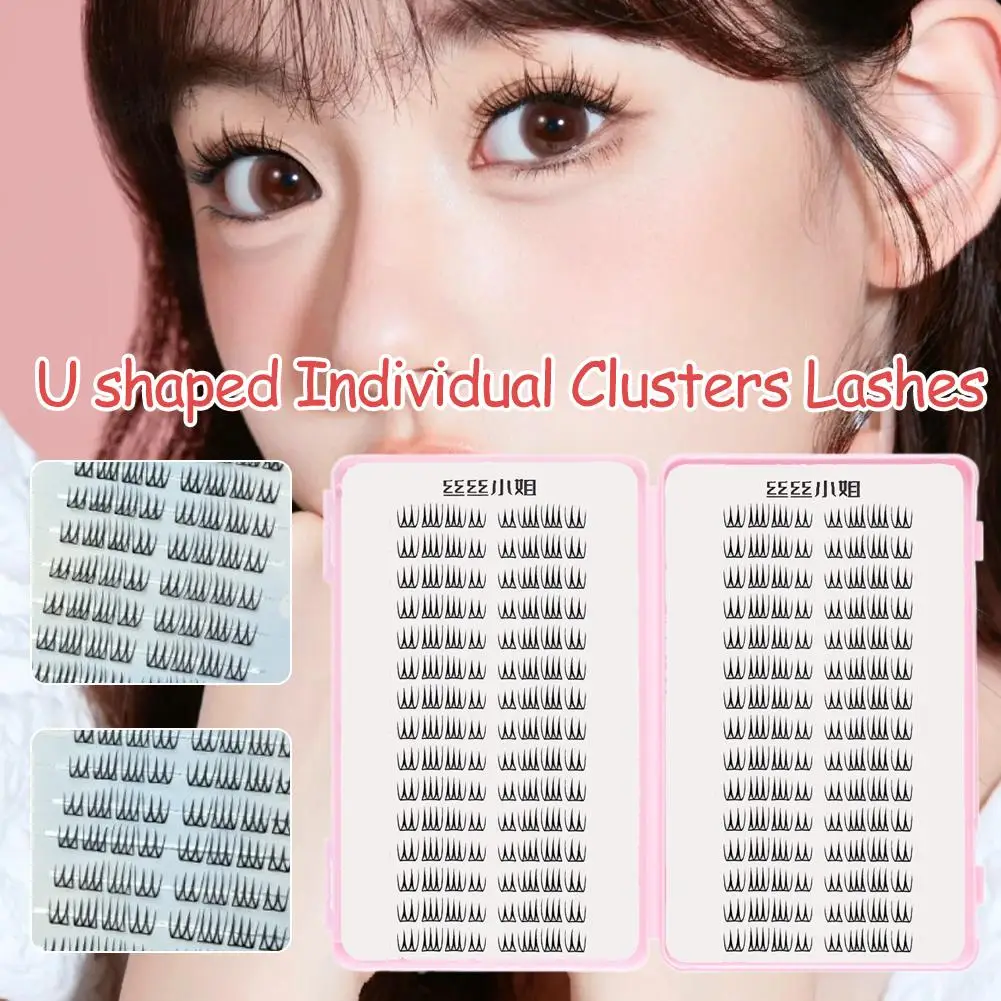 Koreanische U-förmige individuelle Cluster-Wimpern, natürliche Wispy Lash Extension, selbstklebende, wiederverwendbare Wimpern, Comic-Augen-Make-up – Detail 9